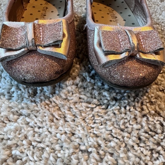 Carter's toddler girl pink glitter dress shoes slip on shoes with bow size 6 - Picture 4 of 6